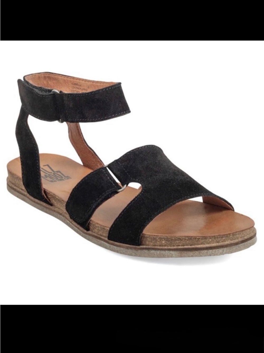🖤 Miz Mooz Camilla Suede Ankle Strap Sandal 7.5 - 38 Black Suede Summer Flats